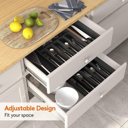 Extendable Cutlery Storage Box Household Portable Retractable Tray Organizer