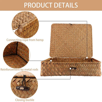 2pcs Storage Basket with Lid Durable Organising Box for Home and Office Use