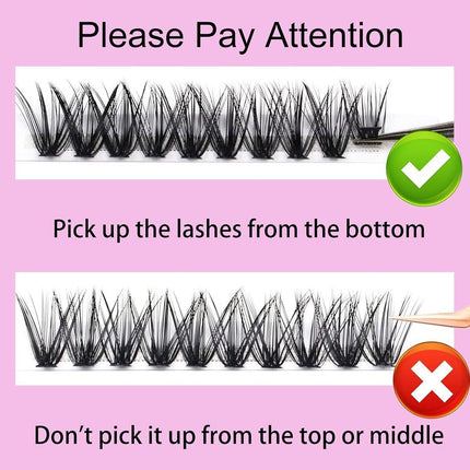DIY Sectional False Eyelashes Kit 12 Rows with Glue and Tweezers Large Capacity