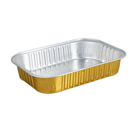 50 PCS Thickened Foil Box with Plastic Lid Rectangular Aluminum Foil