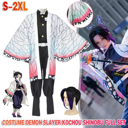 Demon Slayer Costume Kochou Shinobu Cosplay Kimetsu No Yaiba Kimono Outfit Wig - Aimall