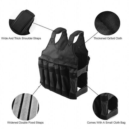 Adjustable Weighted Vest for Fitness Training with Sandbag Steel Plates Gear