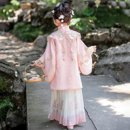Chinese Girls Embroidered Dress Floral Tang Suit Hanfu Fairy Ancient Costume New - Aimall