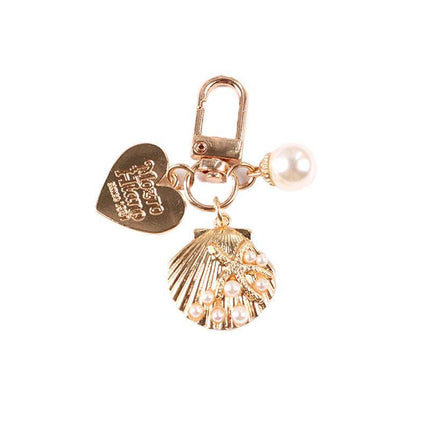Womens Cute Key Rings Shell Heart Pearl Shape Keychain Charm Bag Hanger Pendants - Aimall
