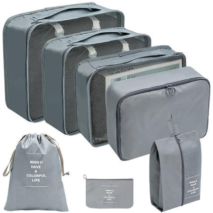 7PCS Travel Packing Cubes Luggage Pouches Organiser Clothes Suitcase Storage Bag - Aimall