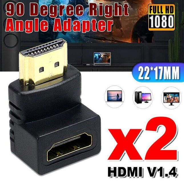 Utility HDMI Male to HDMI Female 90 Degree Right Angle Adapter Plated Converter - Aimall