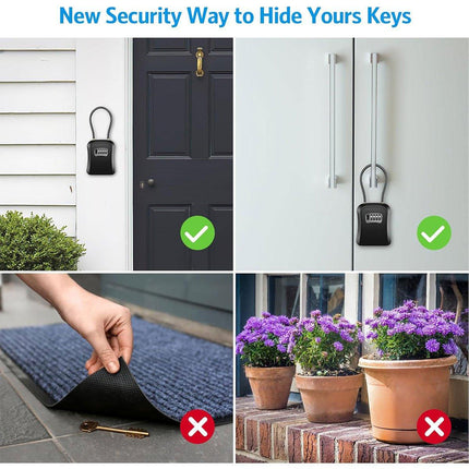 Portable Key Lock Box Hanging Combination Storage Organizer for Home Security