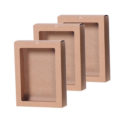 50PCS Kraft Paper Packing Box With Transparent PVC Window Drawer Display Gift Boxes Aimall