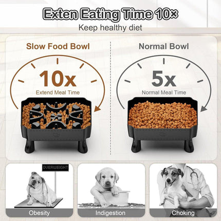 Pet Slow Feeder Bowl Removable Large Capacity Dog Cat Feeding Bowl Anti Slip