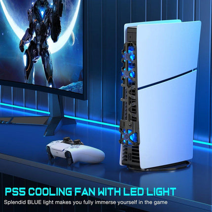 PS5 Slim Cooling Fan For PS5 Slim Disc/Digital Console Cooler Fan LED USB 3.0