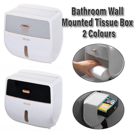 Wall-Mounted Toilet Tissue Paper Roll Holder Storage Box No punching Waterproof