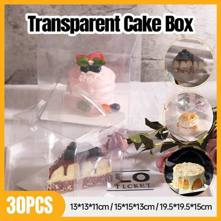 30x Transparent Disposable Cake Boxes with Handles Premium Quality Packagin