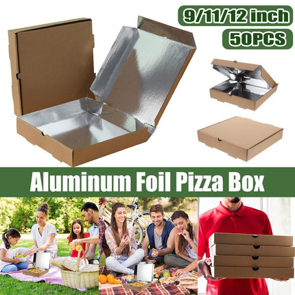 50pcs Aluminum Foil Pizza Packaging Paper Boxes Durable Food Storage Containers