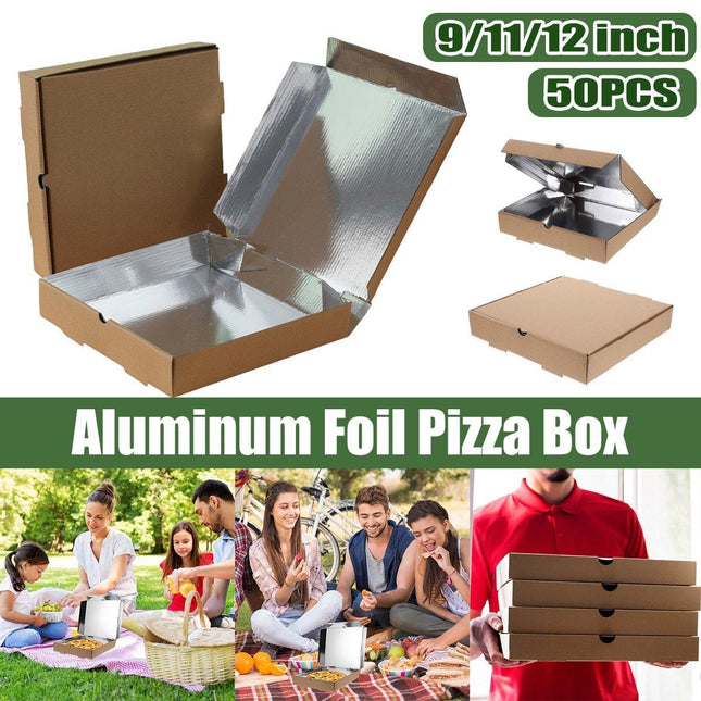 50pcs Aluminum Foil Pizza Packaging Paper Boxes Durable Food Storage Containers