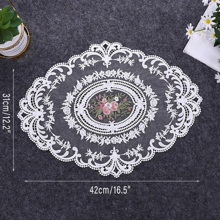 4 Pack Retro Lace Oval Placemats 31x42cm French Crochet Doilies 4 Colors Set