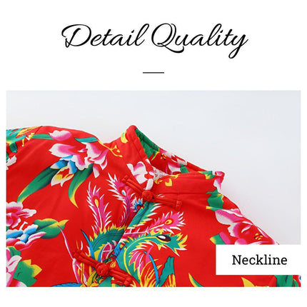 Winter Northeast Big Flower Ethnic Style Loose Peony Big Flower Cotton Coat Warm