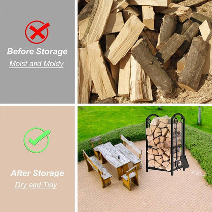 Firewood Storage Rack Heavy Duty Wood Stacking Holder for Camping Fireplace