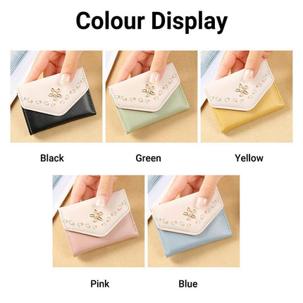 Small Wallet Women Tri-Folded Wallet Cash Pocket Flowers Card Holder Coin Purse