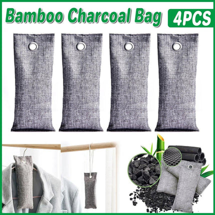 4pcs Bamboo Charcoal Deodorant Bags Activated Carbon Odor Absorber Linen Bags