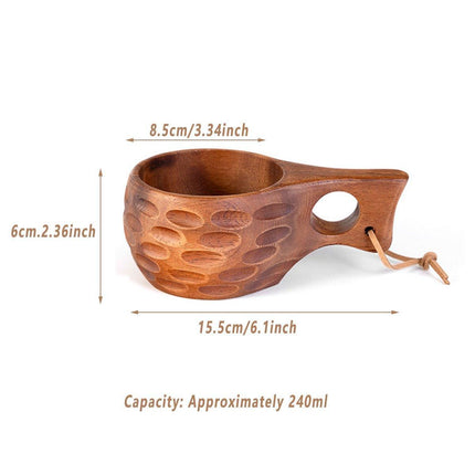 Walnut Wooden Coffee Cup Nordic Style Single Hole Solid Wood Anti-scalding Cup