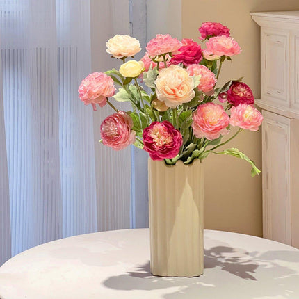 5pcs Artificial Peony Silk Flowers Bouquet Decor Faux Floral Arrangements