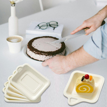 100PCS Degradable Paper Plates Thickened White Rectangular Cake Paper Plate