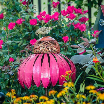 Decorative Metal Flower Garden Bird Feeder Outdoor Hanging Birdseed Feeder