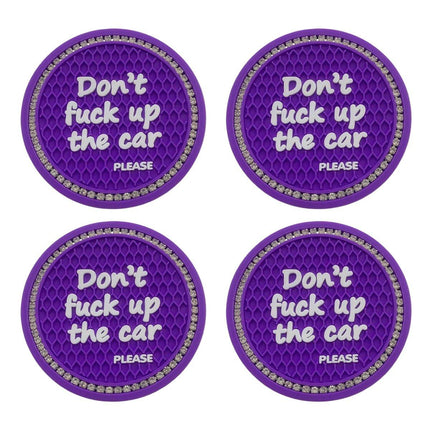 4pcs Purple Car Coasters Round Anti Slip Drink Holder Mats for Vehicle Interior