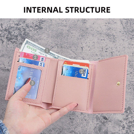 Womens Cute Cartoon Short Wallet Small Three Fold Multi Card Holder Wallet