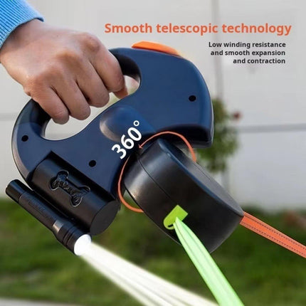 Retractable Lead Leash 360 Swivel Dual Doggie One-to-Two Traction Rope Pet Dog
