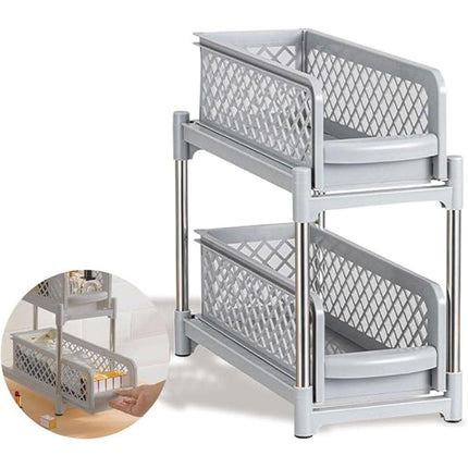 Bathroom Kitchen Sink Storage Rack Drawer Plastic Shelf Seasoning Holder