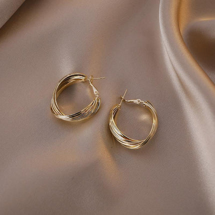 925 Sterling Silver Hoop Earrings Large Buckle Women Lady Fashion Jewelry - Aimall