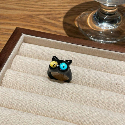 Open Ring Women's Cute Kitty Black Cat Monster Cyber Popular Sweet Ring