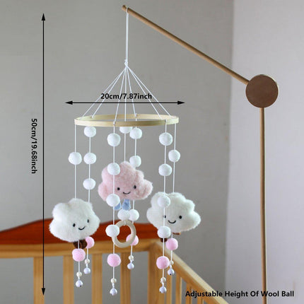 Felt Ball Cloud Mobile Hanging Bed Bell Wind Chime for Nursery or Room Decor