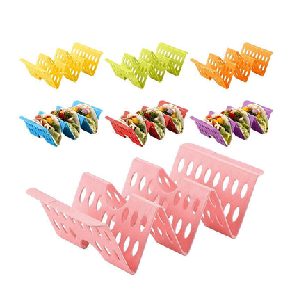 7 x Plastic Taco Holder Tray Wavy Triangle Tortilla Rack Perforated Baking Stand