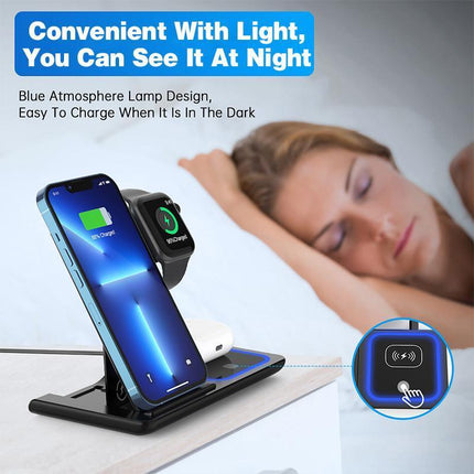 3 in 1 15W Wireless Charger Dock Qi Fast Charging For iPhone Apple Watch - Aimall