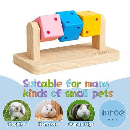 Interactive Hamster Cube Toy Wood Hamster Chew Cube Relieve Boredom Gift