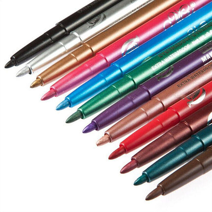 12 Colours Eyeliner Pencil Cosmetic Tool Makeup Pen Set Eye Shadow Glitter - Aimall