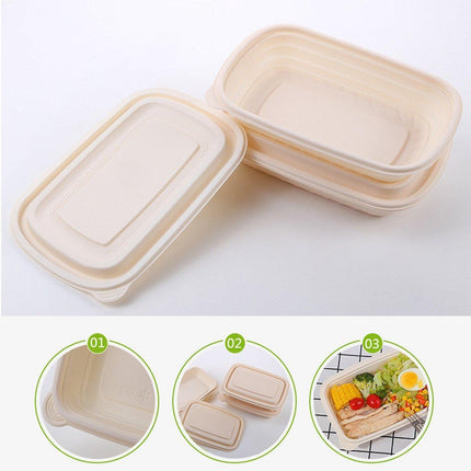 50pcs Eco Friendly Corn Starch Lunch Box Degradable Takeout Bento Container