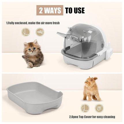Large Fully Enclosed Cat Litter Box Drawer Type Easy Clean Cat Litter Pan Indoor