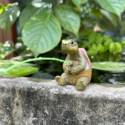Fishing Turtle Ornament Cute Outdoor Patio Pool Decoration for Garden Balcony