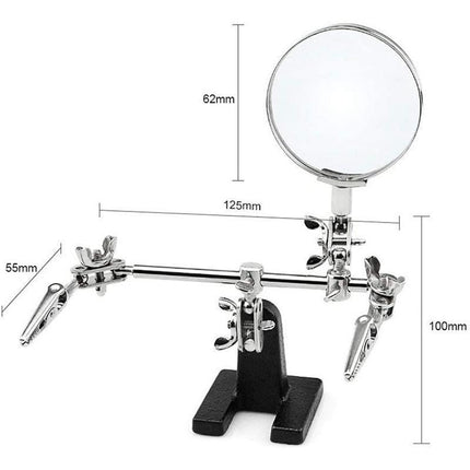 Helping 3rd Hand Soldering Iron Hobby Tool Vise Clamp Magnifying Glass + Station - Aimall