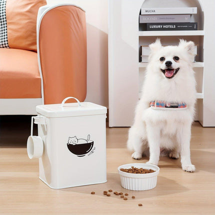 Food Storage Bucket Sealed Moisture Proof Container for Cat Dog Snacks Tin Box