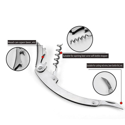3pcs Portable Wine Bottle Opener Beer Bottle Corkscrew Seahorse Knife Bar Tools