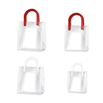 Transparent PVC Handheld Bags Transparent Gift Bag Handle Candy Containers Gifts Red - Aimall