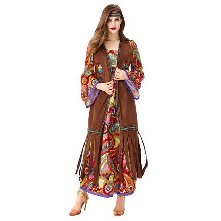 70 S Retro Disco Hippy Dress Hippie Costume Dress Primitive Tribal Goddess - Aimall