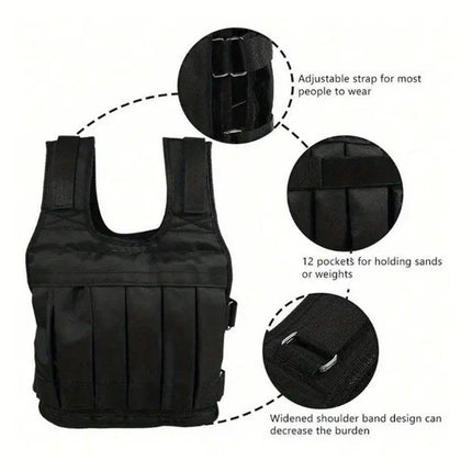 Adjustable Weighted Vest for Fitness Training with Sandbag Steel Plates Gear