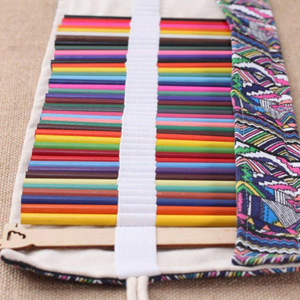 48/72 Hole Canvas Roll Pen Bag Pencil Case for Colored Pencils and Sketch Tools
