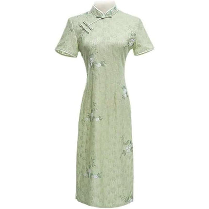 Women Chinese Traditional Cheongsam Lace Embroidered Qipao Evening Dress Elegant - Aimall