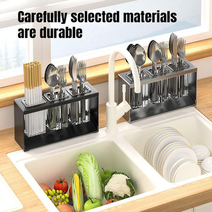3Holes Multifunctional Kitchen Storage Rack Built-in Storage Box Chopstick Holder